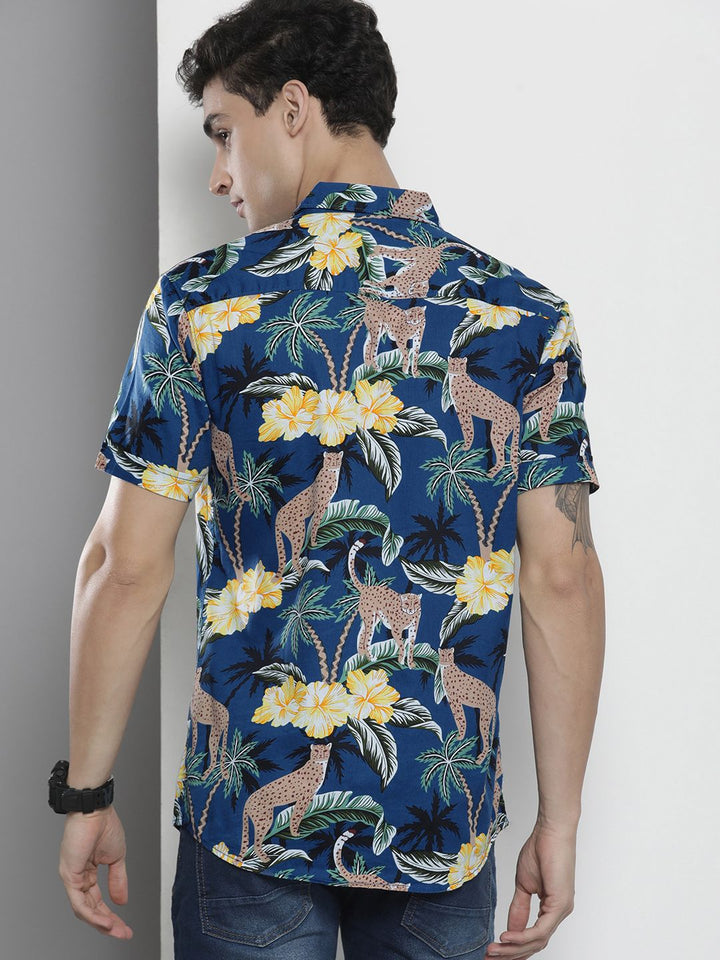 The Indian Garage Co Men Blue Regular Fit Printed Resortwear Shirt