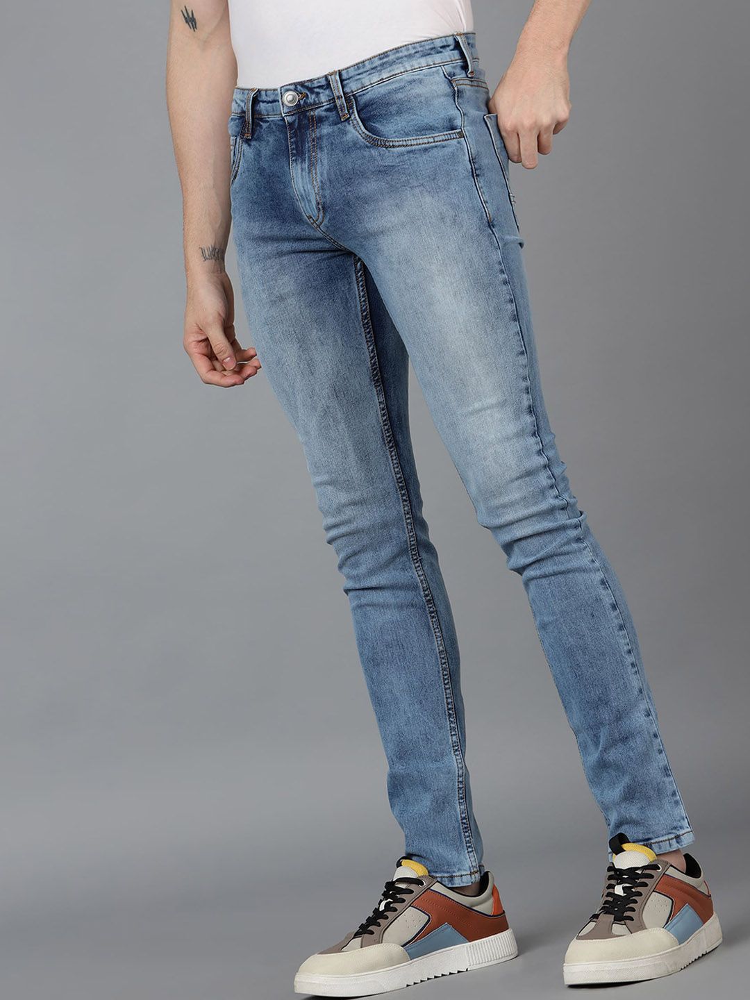 Urbano Fashion Men  Slim Fit Heavy Fade Stretchable Cotton Jeans