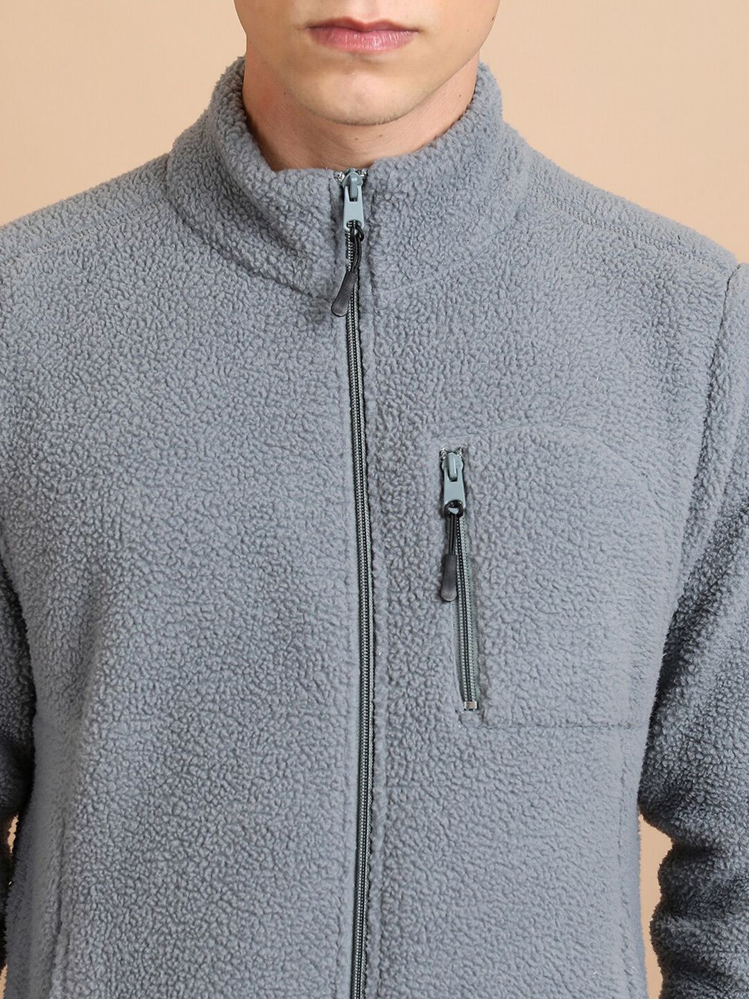 HIGHLANDER High Neck Regular Fit Front Open Sweatshirt