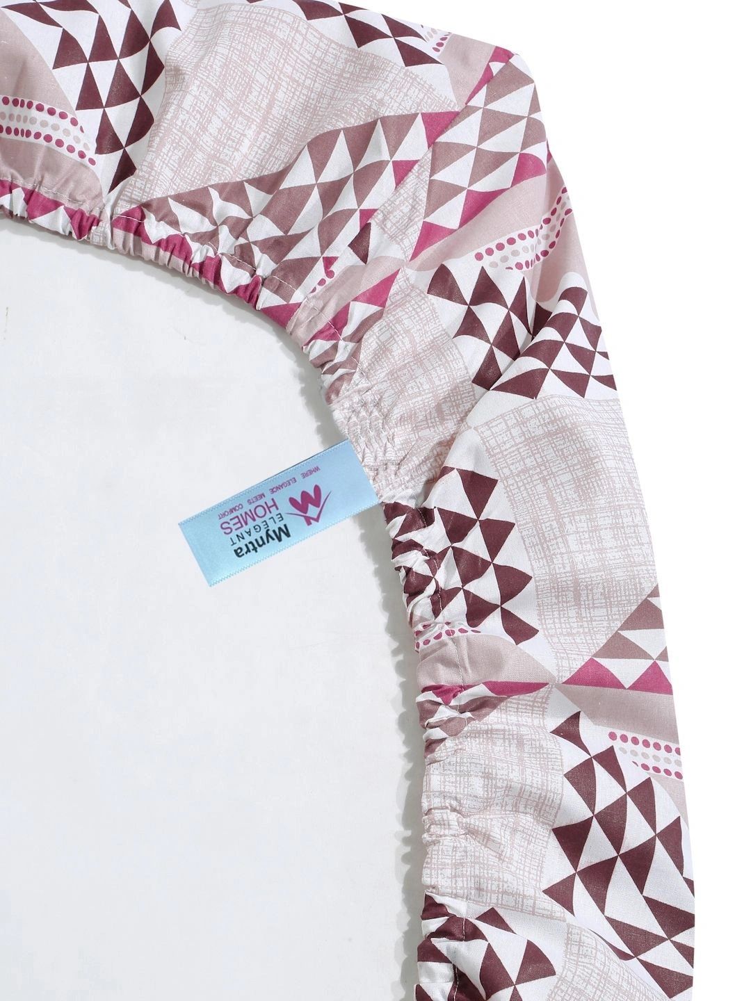 Myntra Elegant Homes Pink Geometric 400 TC Single Bedsheet with 1 Pillow Covers