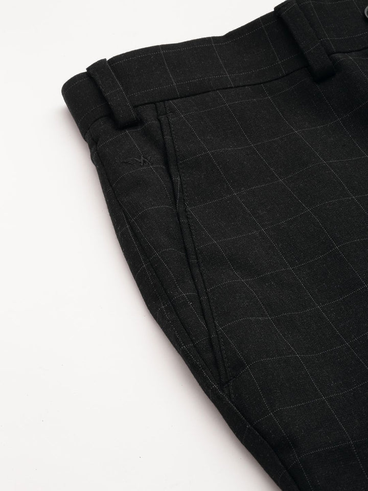 Park Avenue Men Checked Smart Low-Rise Formal Trousers
