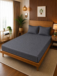 Moda Rapido X KLOTTHE Solid 300 TC Woolen King Bedsheet with 2 Pillow Covers-250X225 cm