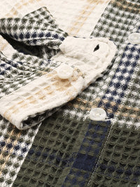The Indian Garage Co Pure Cotton Checks Waffles Textured Opaque Relaxed Fit Casual Shirt