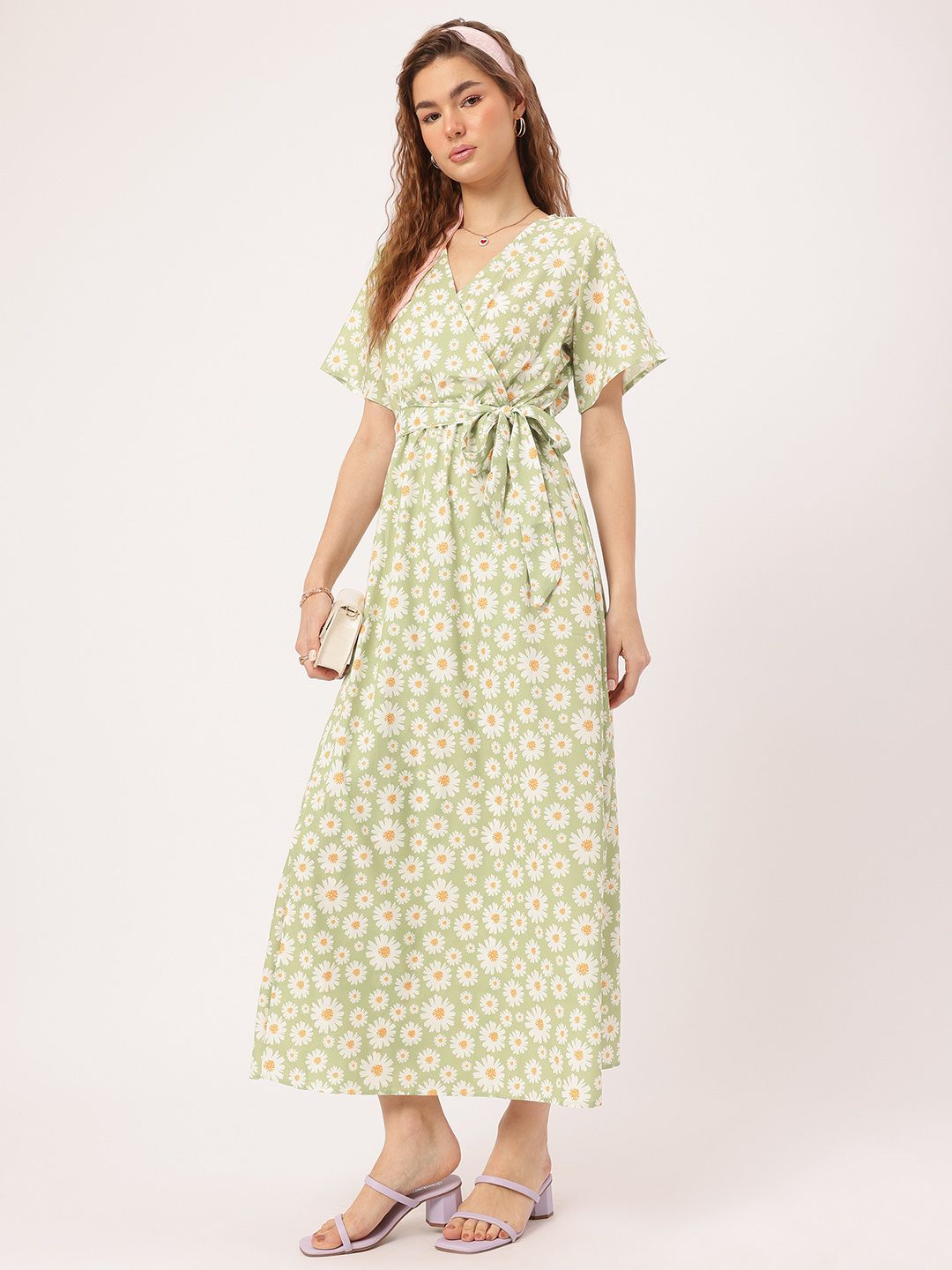 DressBerry Daisy Dream Floral Print Wrap Maxi Dress
