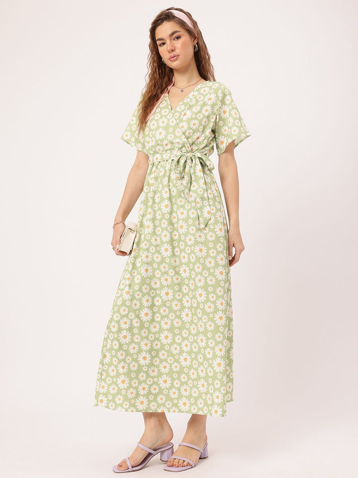 DressBerry Daisy Dream Floral Print Wrap Maxi Dress