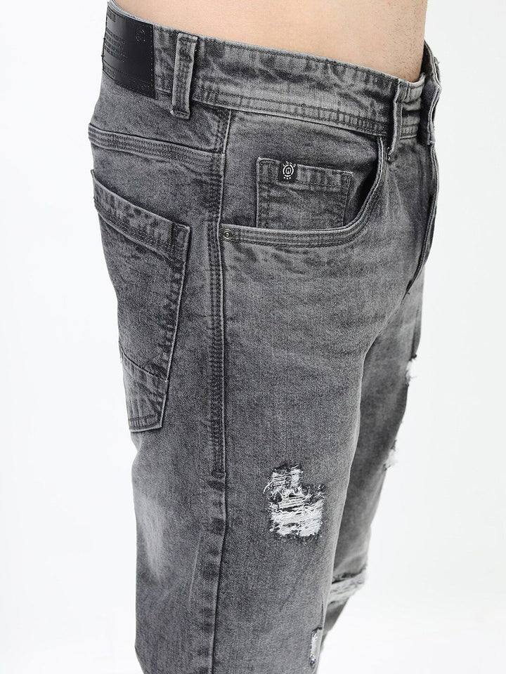 LOCOMOTIVE Men Grey Tapered Fit Mildly Distressed Stretchable Jeans