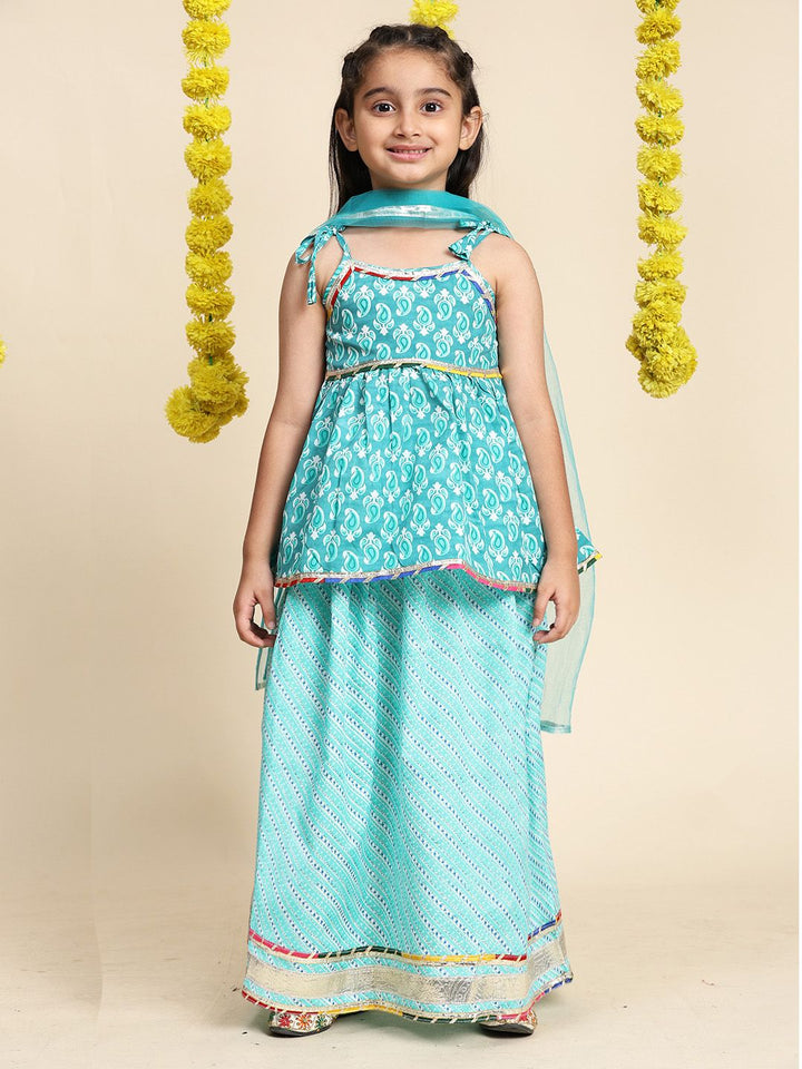 Cutiekins Girls Paisley Printed Cotton Ready to Wear Lehenga & Blouse With Dupatta