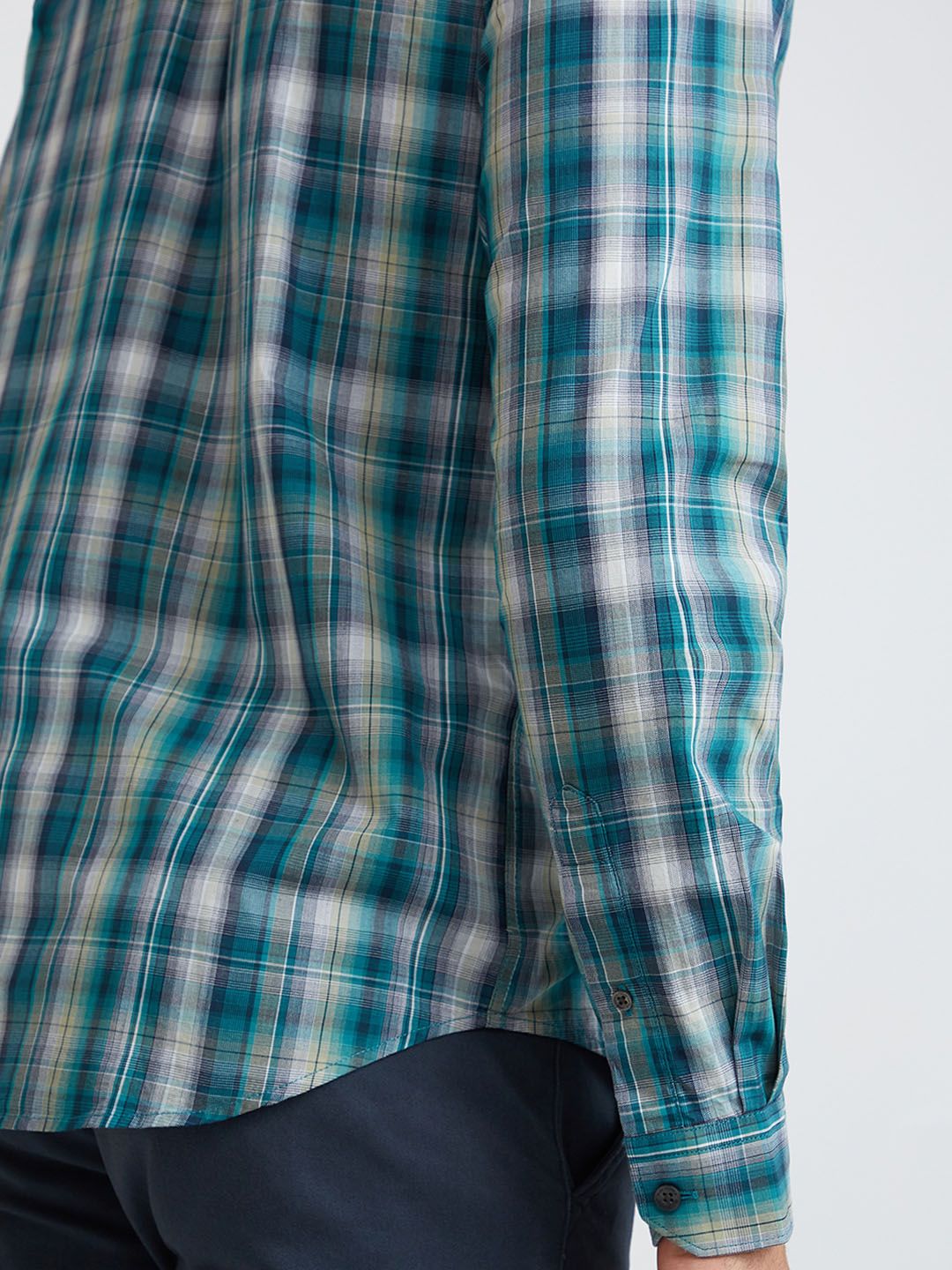 Park Avenue Men Tartan Checked Slim Fit Pure Cotton Formal Shirt