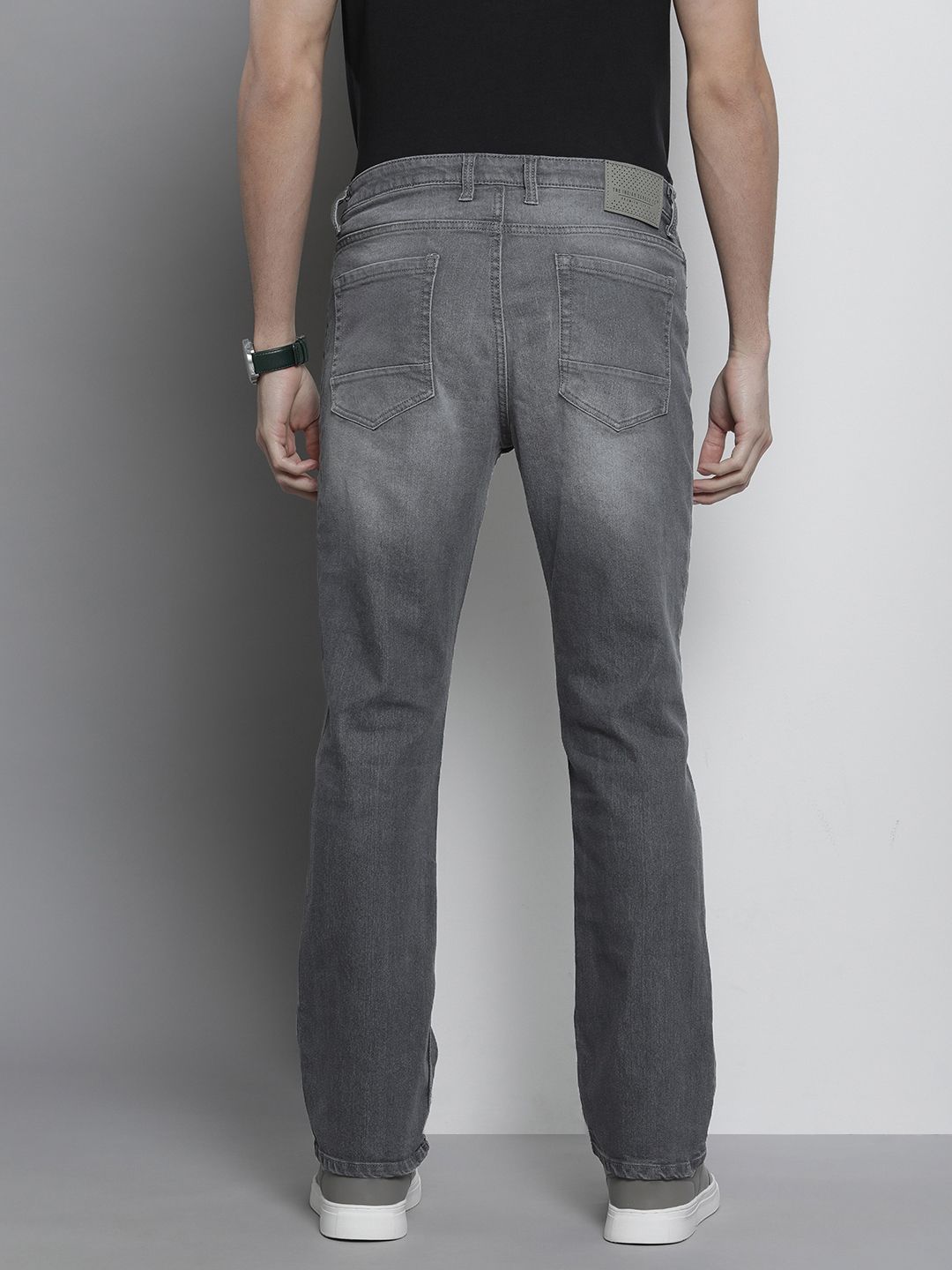 The Indian Garage Co Men Bootcut Heavy Fade Stretchable Jeans