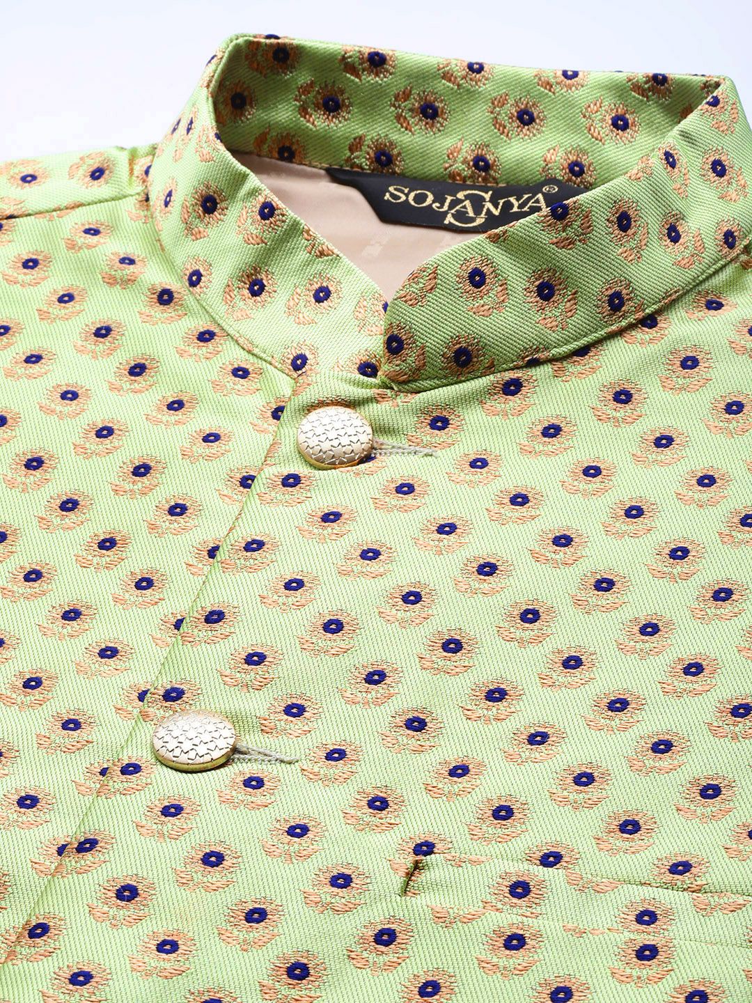 SOJANYA Men Pink Striped Kurta with Pyjamas  & Nehru Jacket