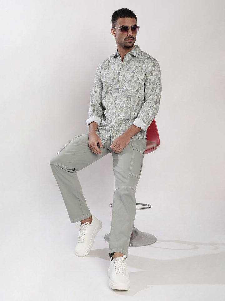 Bene Kleed Slim Fit Floral Printed Cotton Casual Shirt