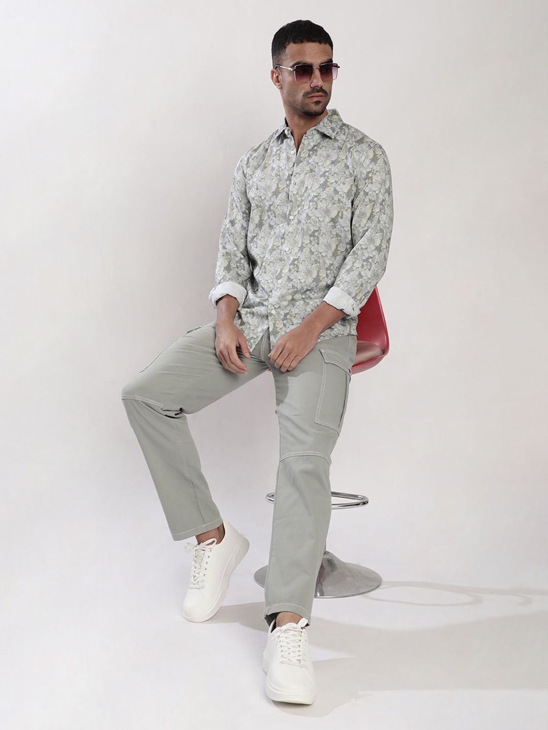 Bene Kleed Slim Fit Floral Printed Cotton Casual Shirt