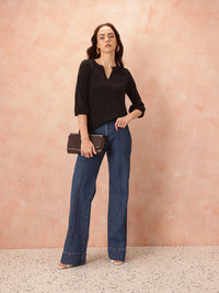 all about you Mandarin Collar Puff Sleeve Top