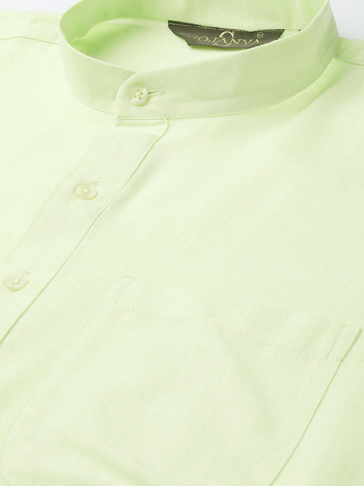 SOJANYA Men Lime Green Solid Straight Kurta