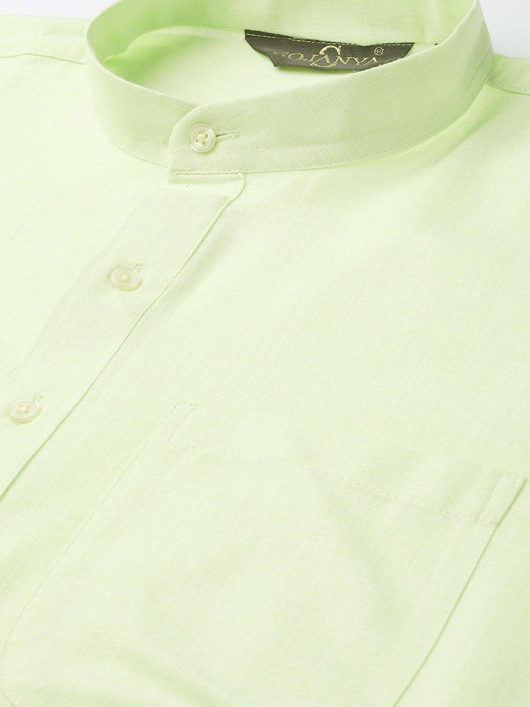 SOJANYA Men Lime Green Solid Straight Kurta
