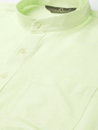 SOJANYA Men Lime Green Solid Straight Kurta