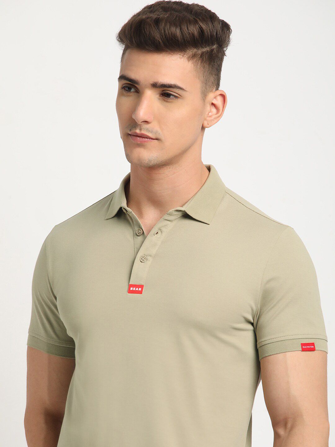 THE BEAR HOUSE Polo Collar Short Sleeves Slim Fit T-shirt