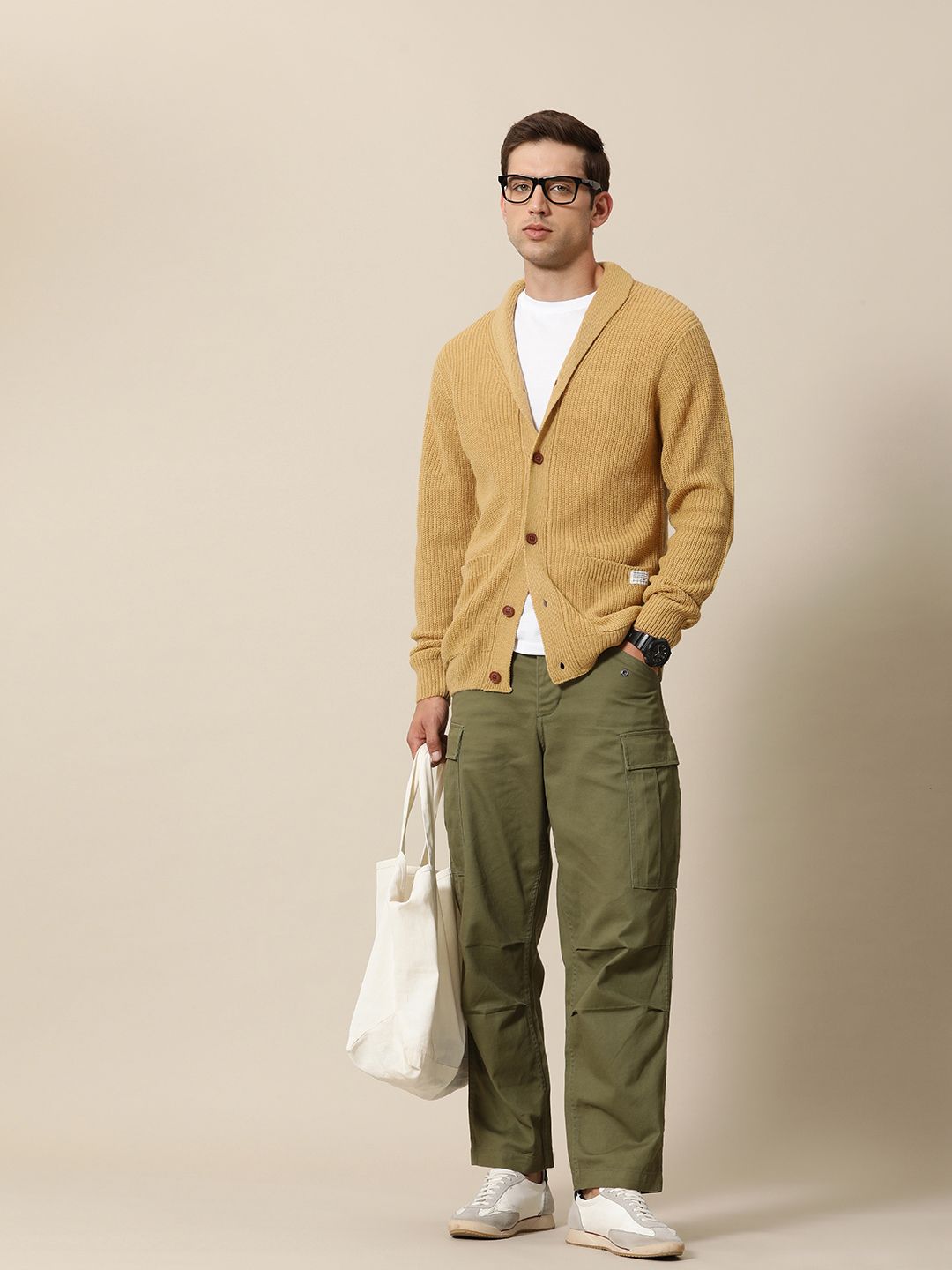 Mr Bowerbird Men Solid Chunky Ribbed Oversized Cardigan