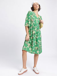 DressBerry Floral Fantasy Cut-Out Midi A-Line Dress