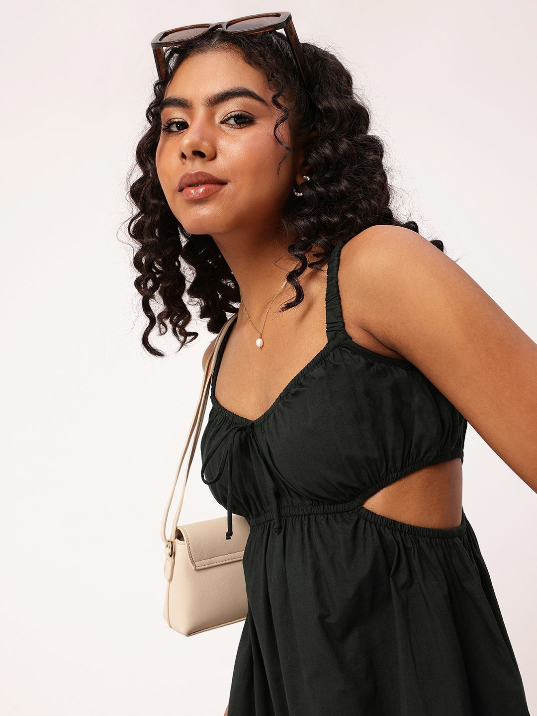 DressBerry Dramatic Midriff Cut-Out A-Line Dress