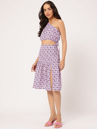 DressBerry Garden Vibes One-Shoulder Tie-Up Floral Print Co-Ords