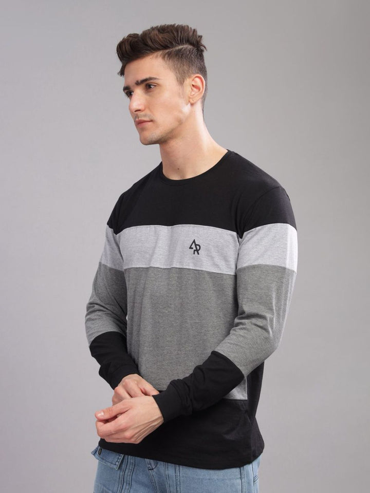 ADRO Men Colourblocked Round Neck T-shirt