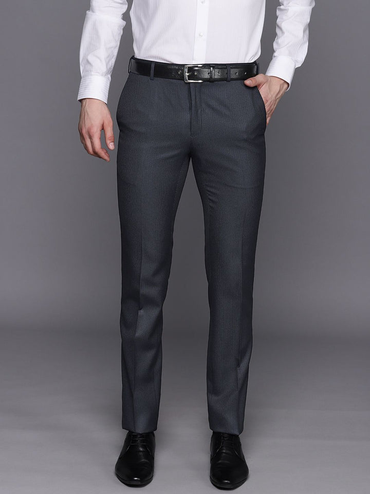 Raymond Men Striped Slim Fit Formal Trousers