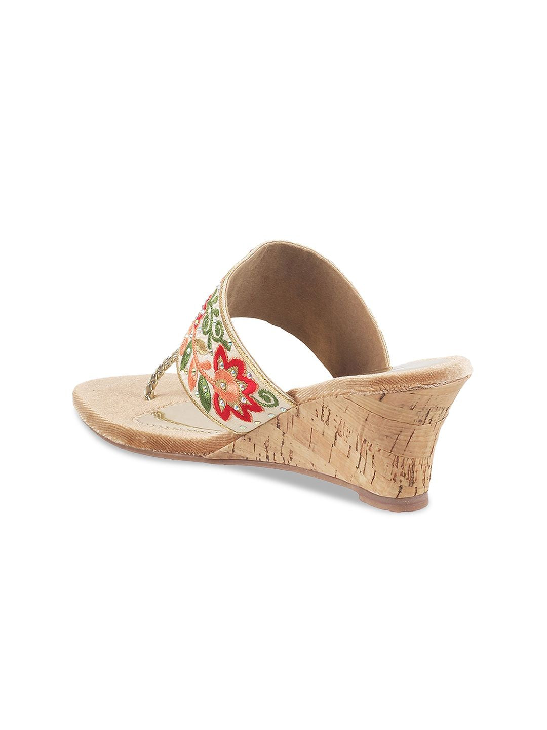 Metro Gold-Toned Ethnic Wedge Sandals