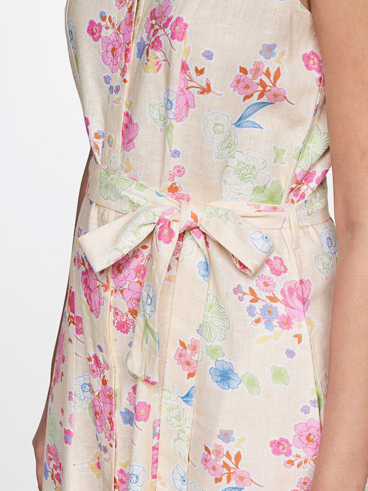 AND Sleeveless Floral Printed Belted Shirt Dress