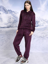 Tokyo Talkies Burgundy Hooded Sweatshirt With Joggers
