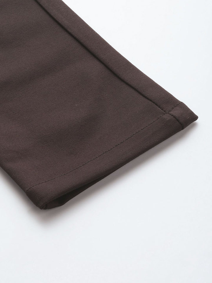 DENNISON Men Brown Smart Tapered Fit Easy Wash Chinos Trousers