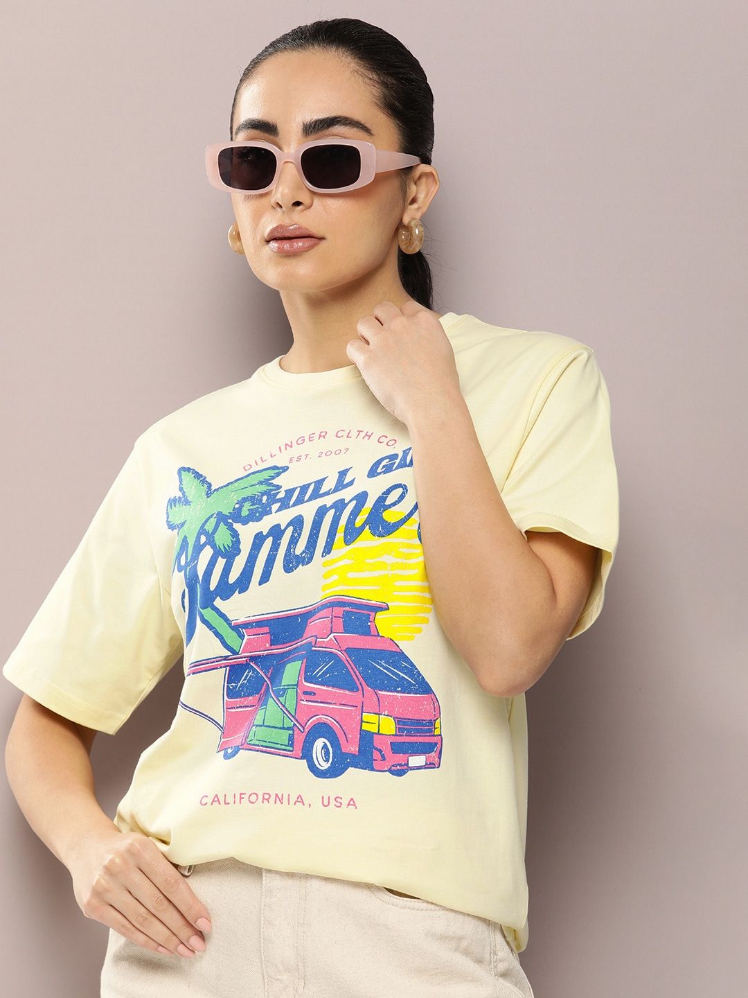 DILLINGER Graphic Printed Oversized Pure Cotton T-Shirt