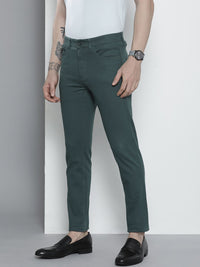 The Indian Garage Co Men Charcoal Grey Solid Chinos Trousers
