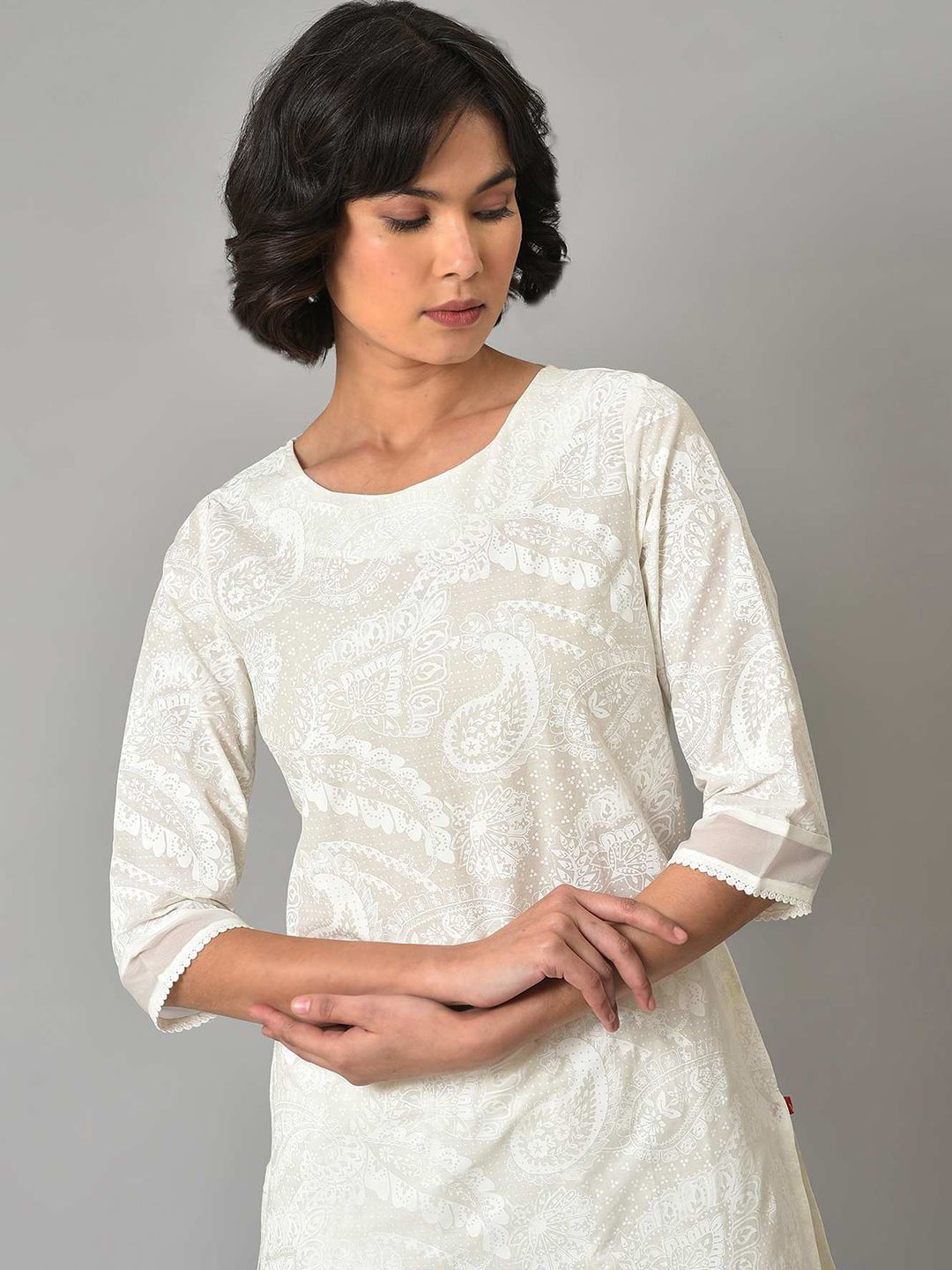 W Ethnic Motifs Printed Pure Cotton Kurta with Trousers