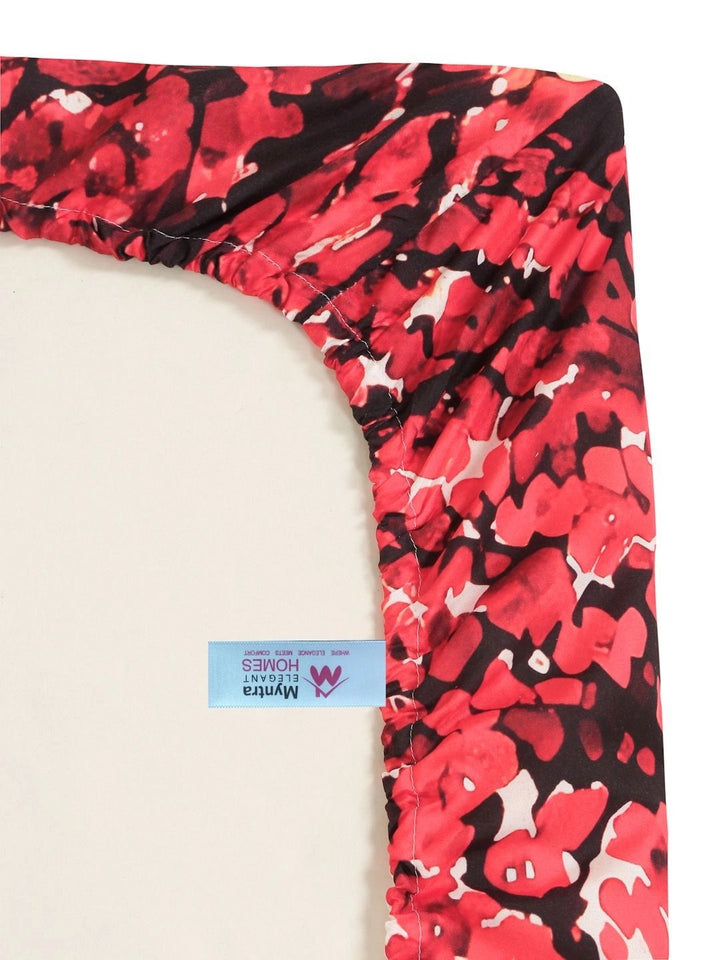 Myntra Elegant Homes Red & Pink Conversational 400 TC King Bedsheet with 2 Pillow Covers