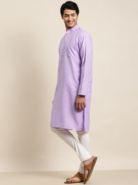 Anug by SOJANYA Men Purple Band Collar Kurta