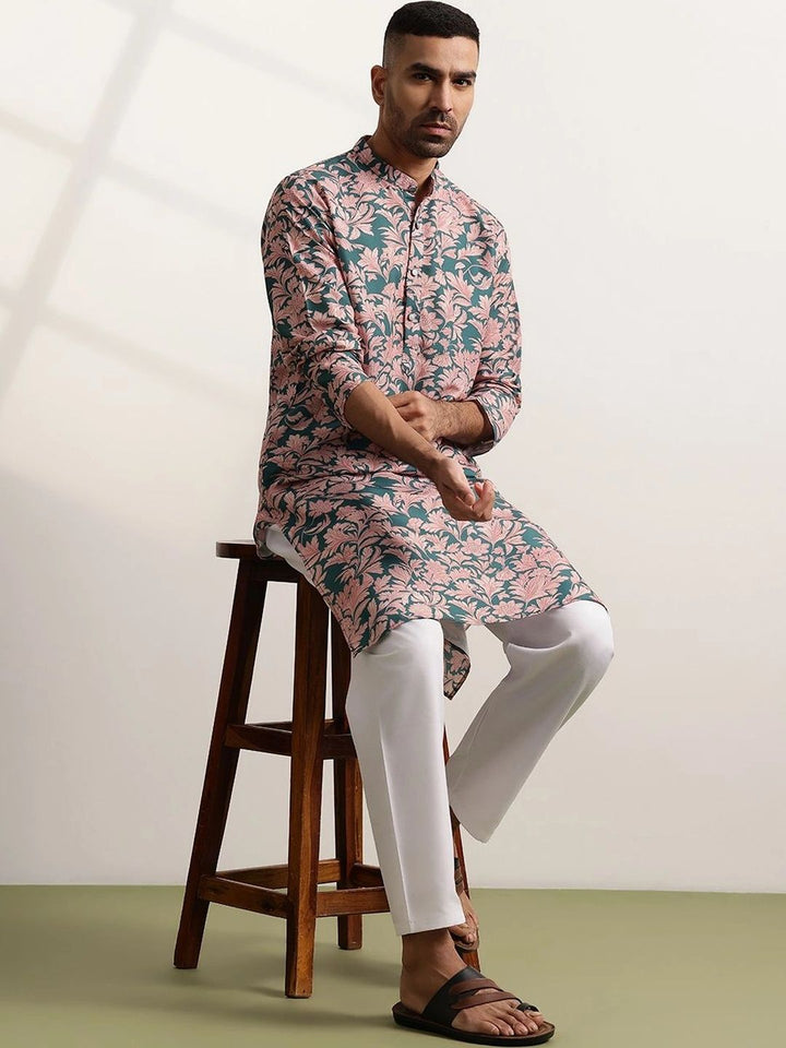 Anouk Men Floral Printed Regular Kurta with Trousers