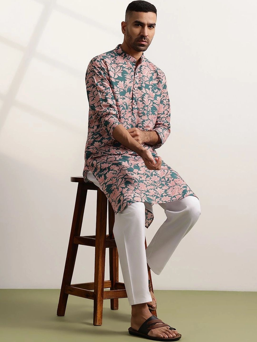 Anouk Men Floral Printed Regular Kurta with Trousers