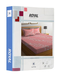 KLOTTHE Pink & White Floral-Printed 130GSM Pure-Cotton Double King Bedsheet Set