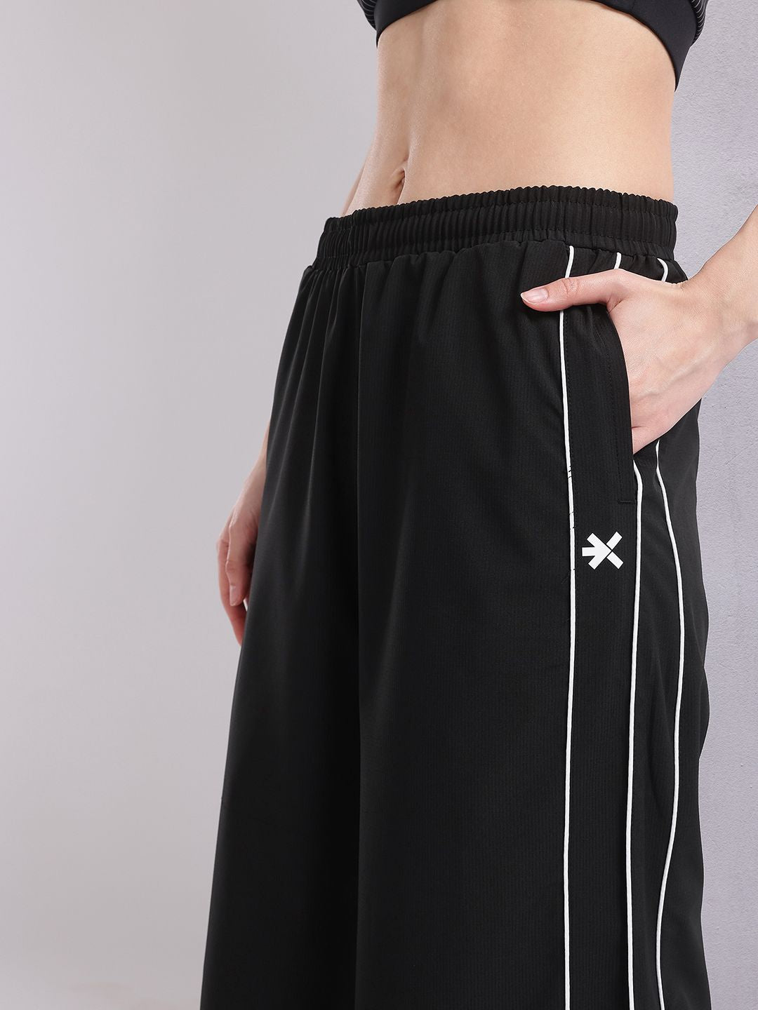 HRX by Hrithik Roshan Women Contrast Piping Rapid-Dry Flared Training Track Pants