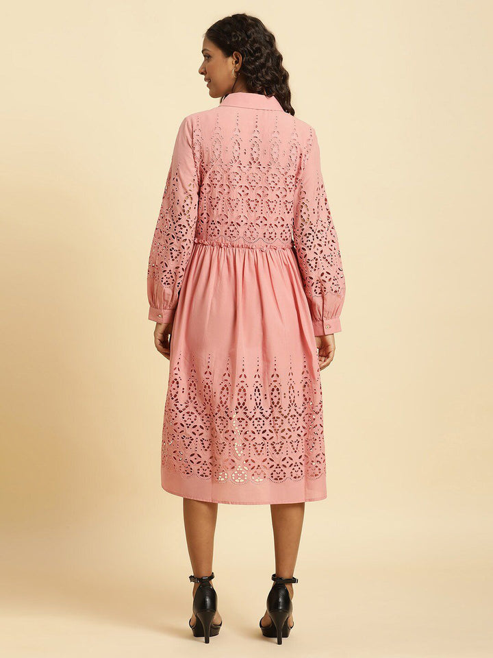 W Self Design Cotton A Line Dress