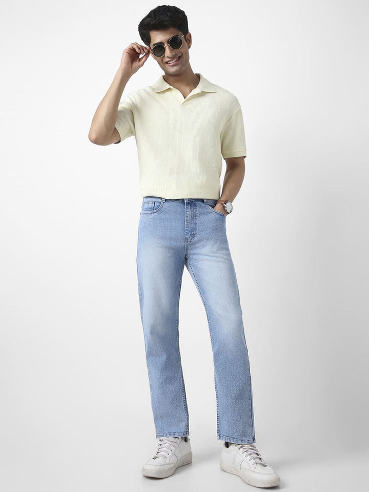 Urbano Fashion Men Straight Fit Heavy Washed Jeans Stretchable