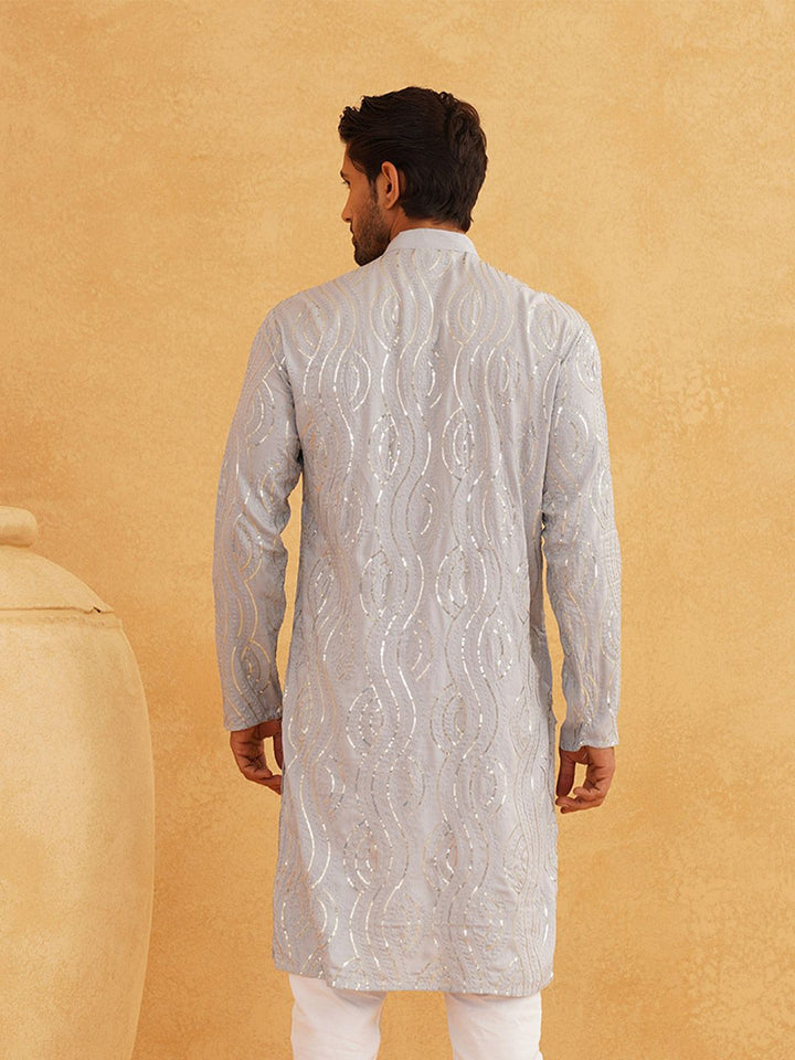 SOJANYA Kurta Kapas Tulen Bersulam Abstrak Lengan Panjang