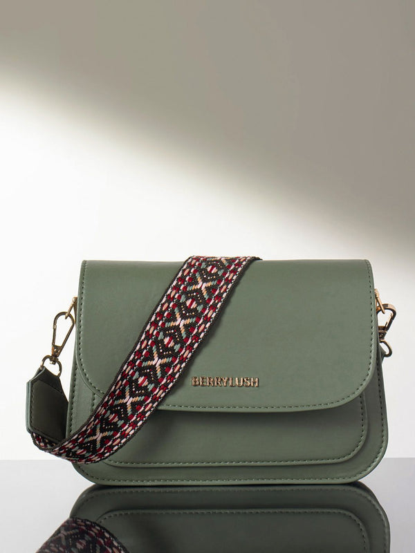 Berrylush Green Structured Sling Bag