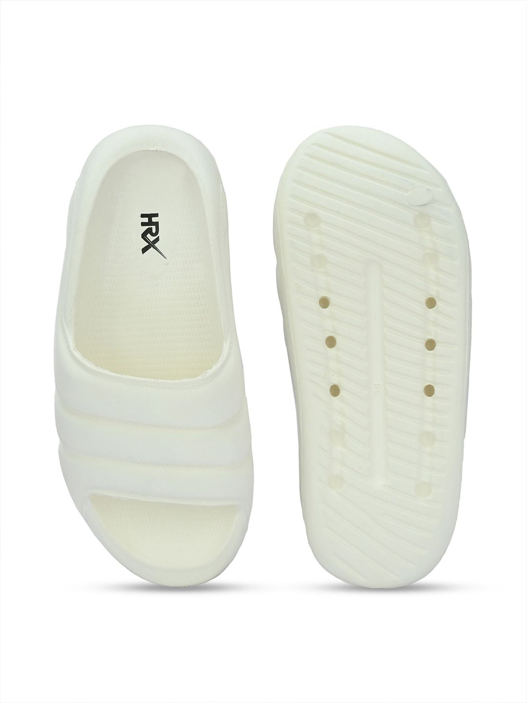 HRX by Hrithik Roshan Women White Textured Rubber Sliders