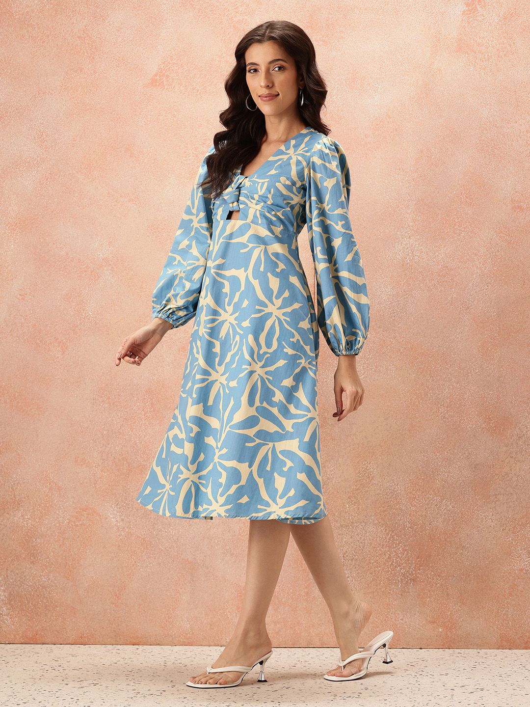 all about you Floral Print Pure Cotton A-Line Midi Dress