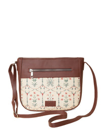 ZOUK Women Off White Ethnic Motifs Printed Structured Sling Bag