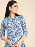 Anouk Women Blue Floral Printed Regular Pure Cotton Kurta with Trousers