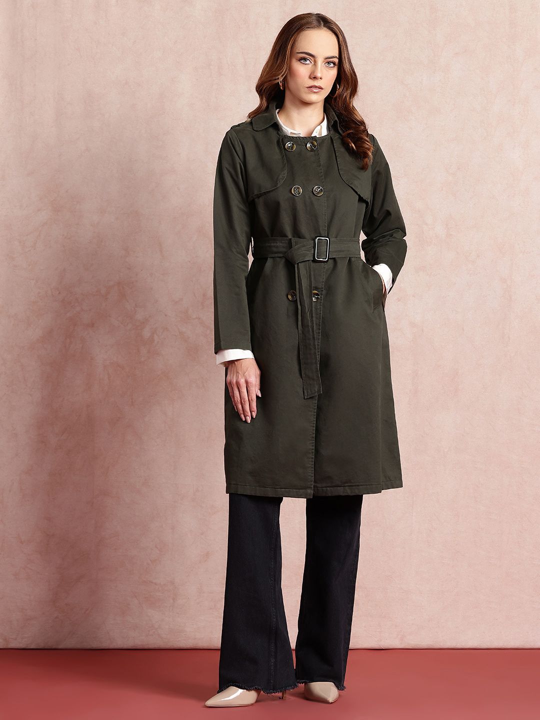 all about you Knee Length Pure Cotton Trench Coat