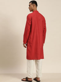 SOJANYA Red Mandarin Collar Kurta